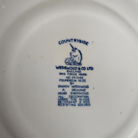 Enoch Wedgewood Tunstall Countryside 5 Bread/App Plates Vintage Blue & White - Picture 11 of 16